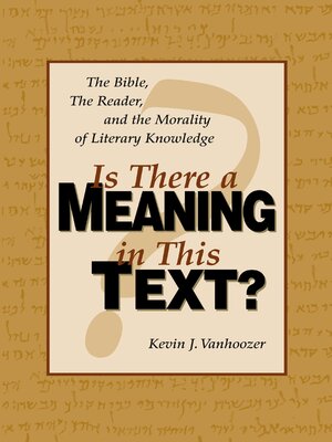 cover image of Is There a Meaning in This Text?